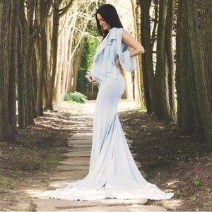 Sew trendy maternity gown, with classic turtleneck top